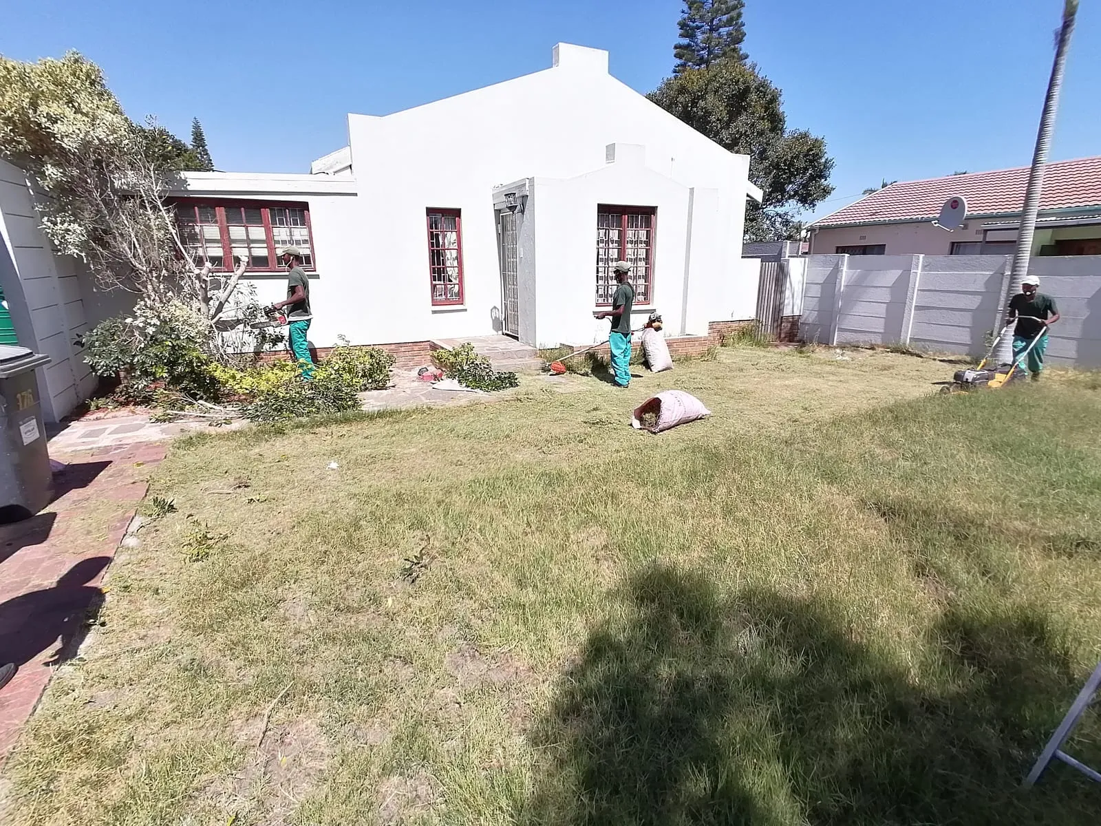 The crew clearing an overgrown garden at a Cape Town home