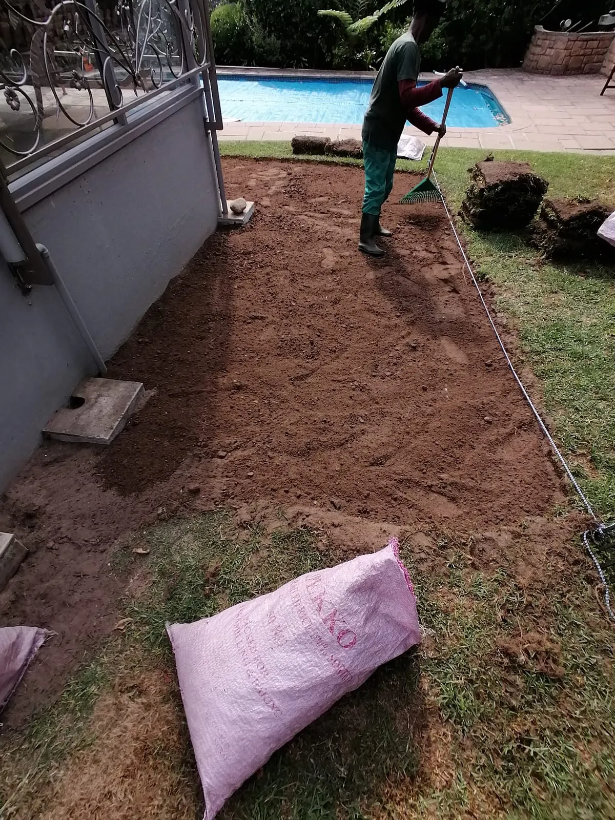 Soil prepared and levelled for a new lawn